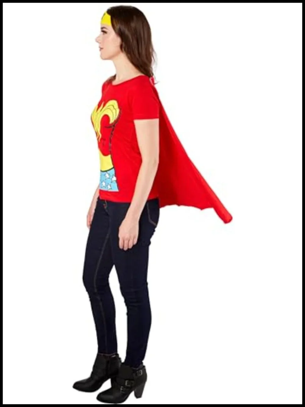 Wonder Woman Costume T-Shirt with Cape and Tiara Adult Medium Officially